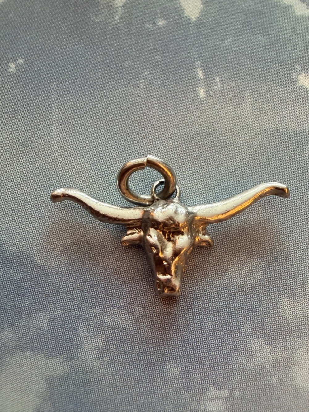 Sterling Silver Longhorn Bull Head Charm or Pendant -